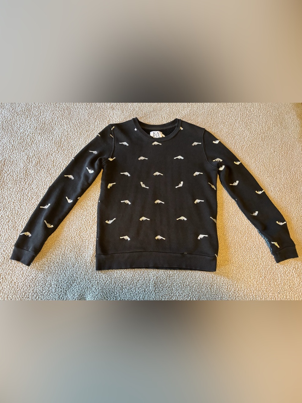 Western Cowgirl Grunge Streetwear Embroidered Revolver Sweatshirt Size S